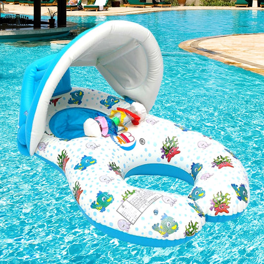 Portable Baby Pool Float Neck Ring With Sunshade